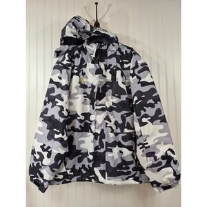 NEW Keevoom Mens Gray Camo Hooded Faux Fur Lined‎ Thick Puffer Winter Jacket 3XL